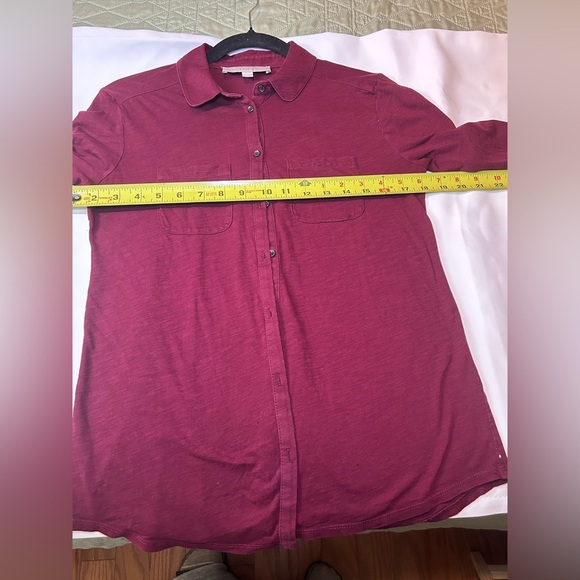 LOFT Burgundy Button-Down Long Sleeve Shirt Women’s XS - Picture 5 of 7